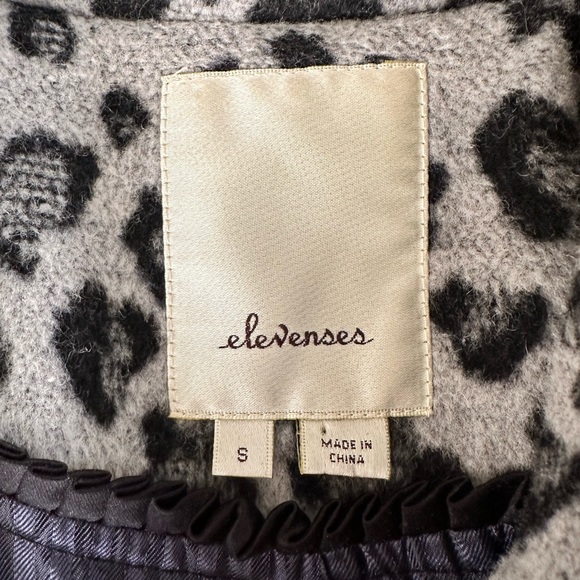 Anthropologie Elevenses gray animal print swing trapeze coat ladies size Small - Picture 7 of 13